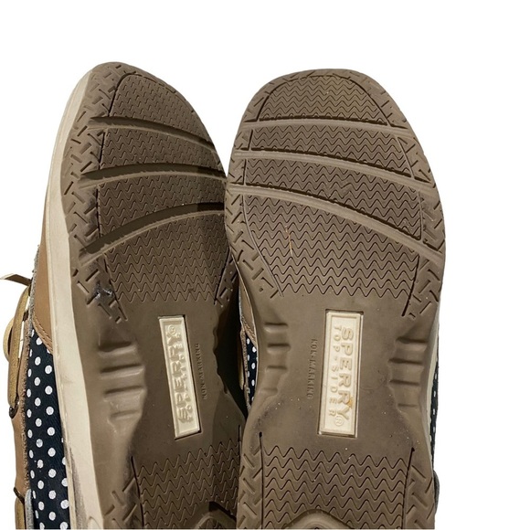 Sperry Butterfly Fish Women Tan & Blue & White Dots Loafers Boat Shoes Sz 5M - Picture 10 of 10